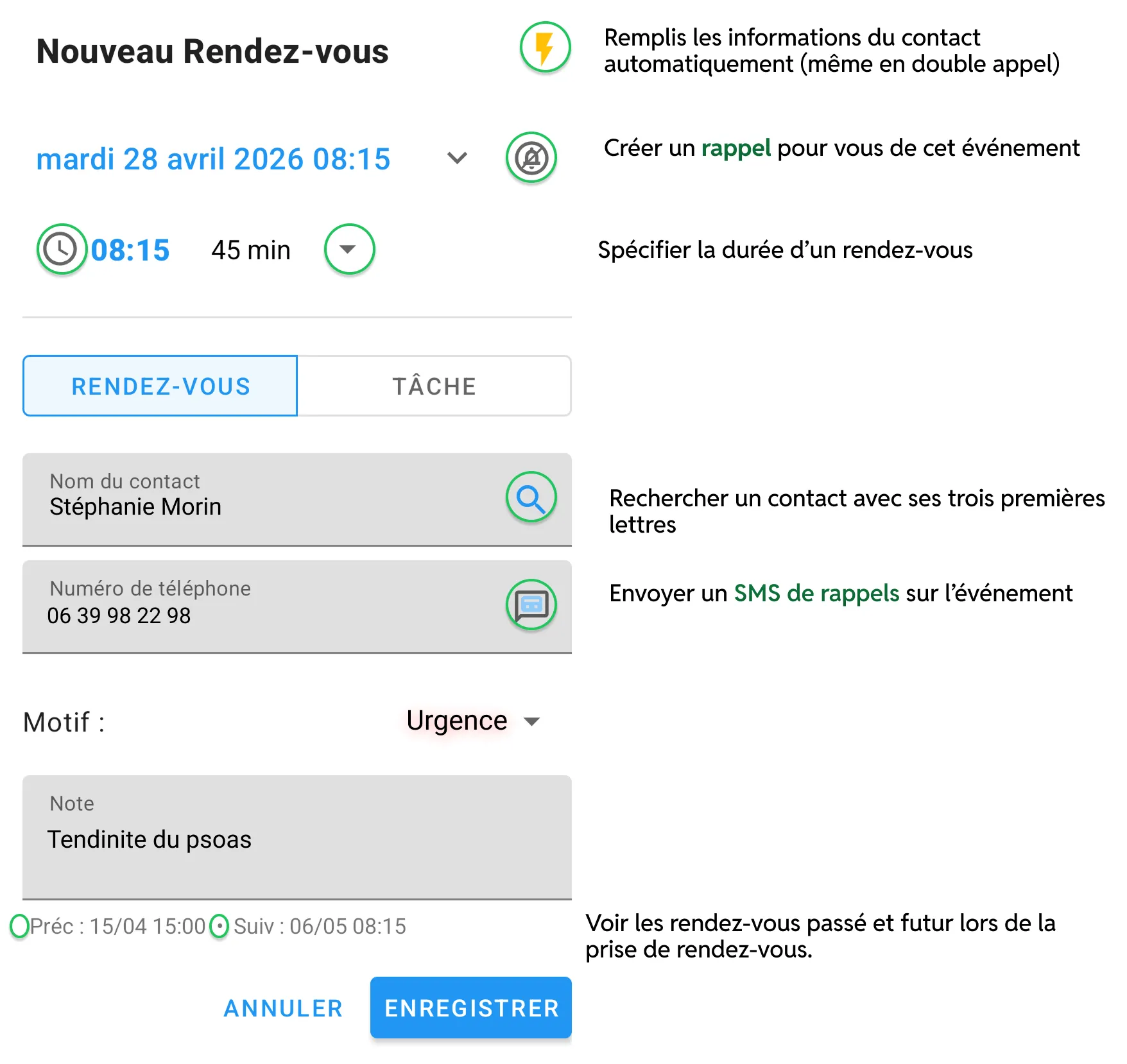 MemoCallPro interface